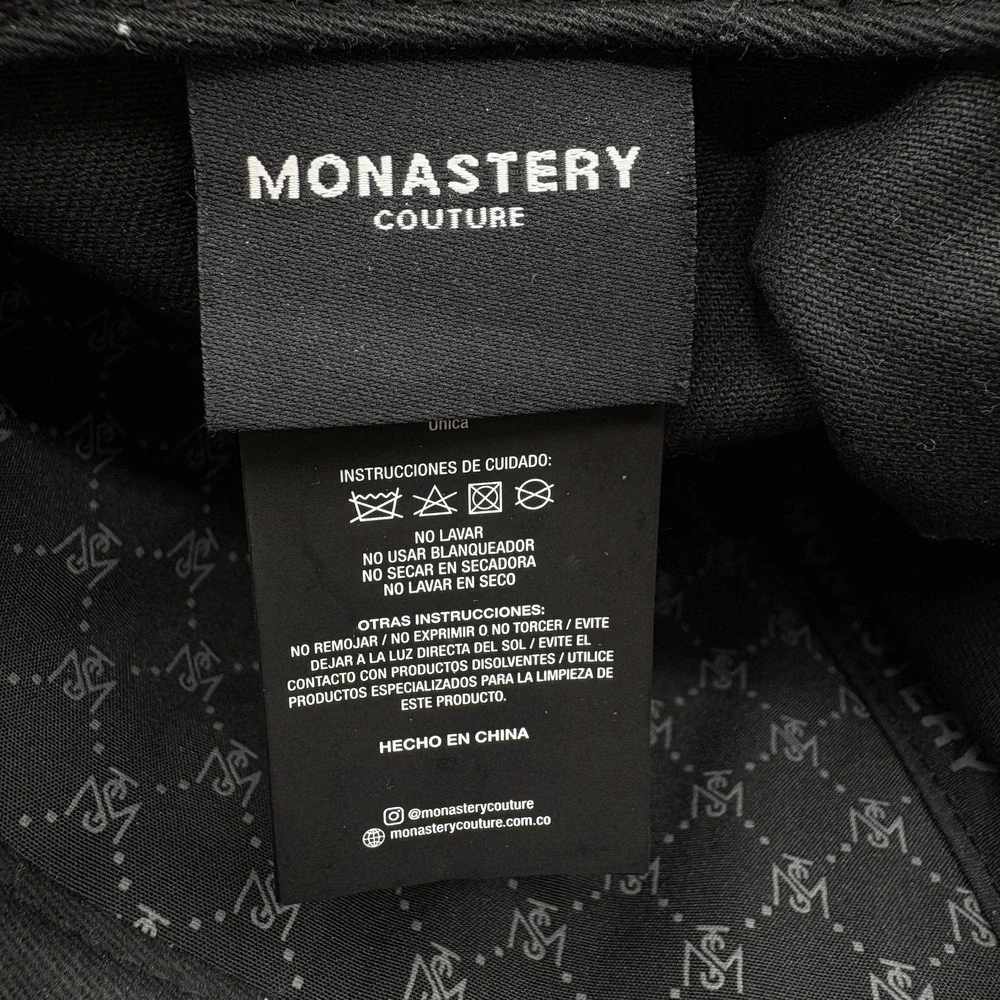 Monastery Couture Hat Logo Strap Back One Size Black Adjustable Baseball Cap Men